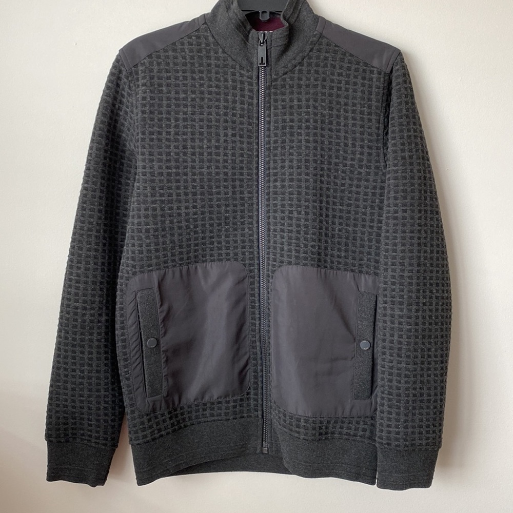Ted Baker Charcoal Grey Quilted Funnel Neck Jacket Size 2 Small
